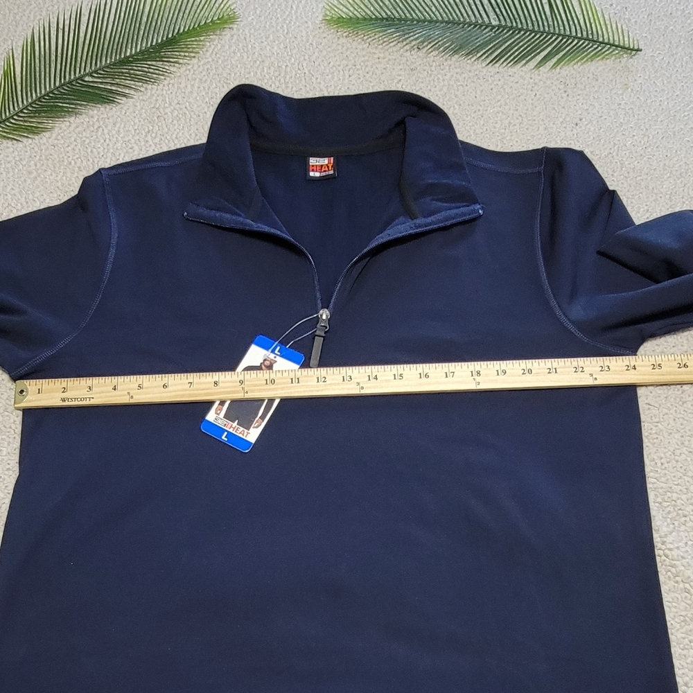 32 Heat Stormy Night Blue Half Zip Long‎ Sleeve Men Shirt Size L - Picture 9 of 13